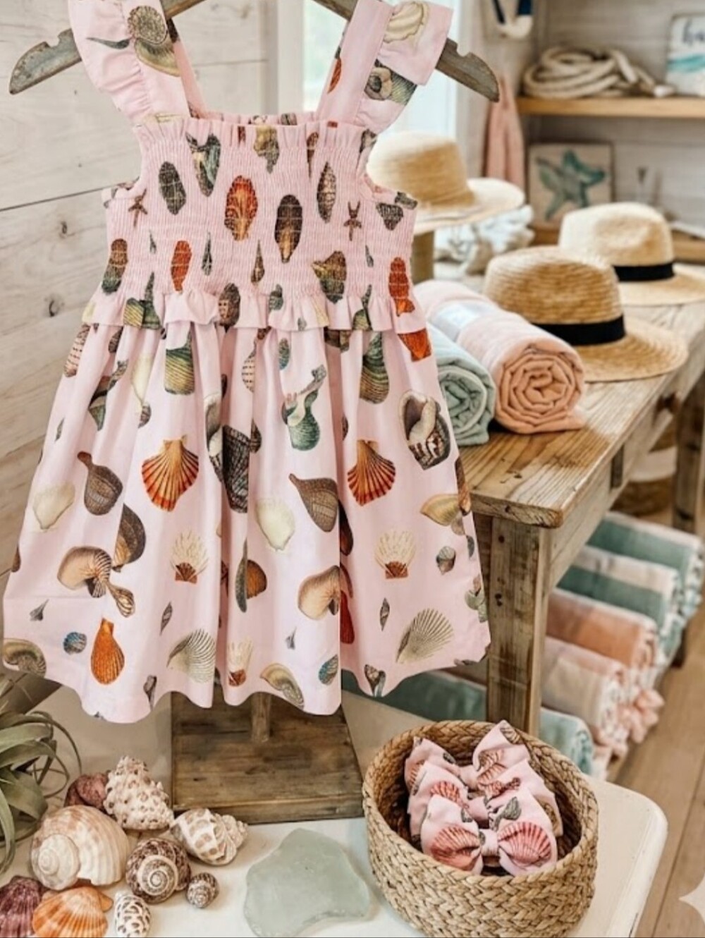 Edgehill Collection Pink Seashell Smocked Dress Size 2T